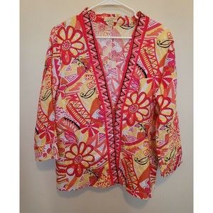 Choices Womens 100% Linen One Button Blazer Top Size Medium